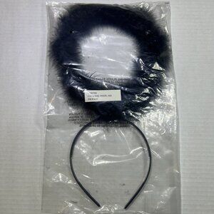 Halloween Bad Angel Black Marabou Fuzzy Halo Headband Costume Accessory